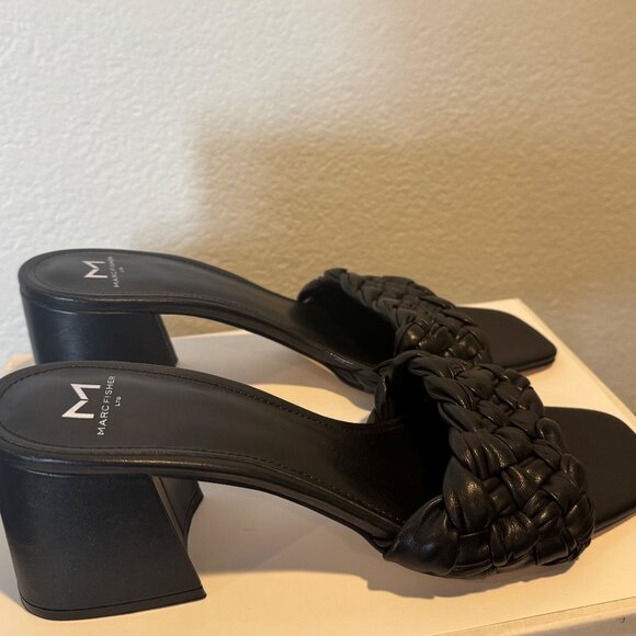 Marc Fisher Woven Slip-On Block Heel Sandals - Picture 1 of 5
